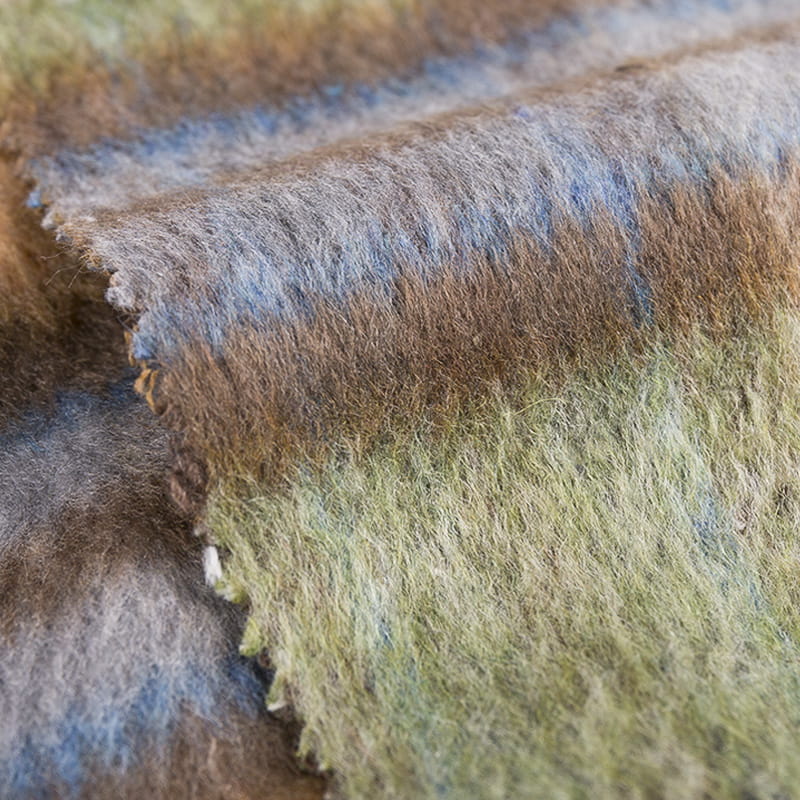 Long Hair Wool Plaid Fabric 3264