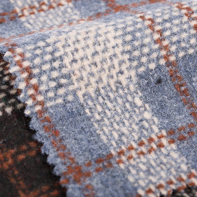 Dotted Lines Plaid Fashion Style Wool Tweed Fabric For Winter 3497