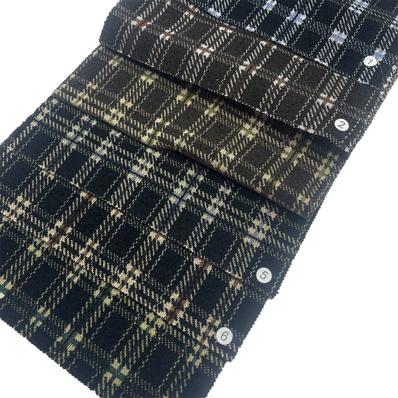 Heavyweight Polyester Thick Plaid Knit Jackets Fabrics For Apparels 240236