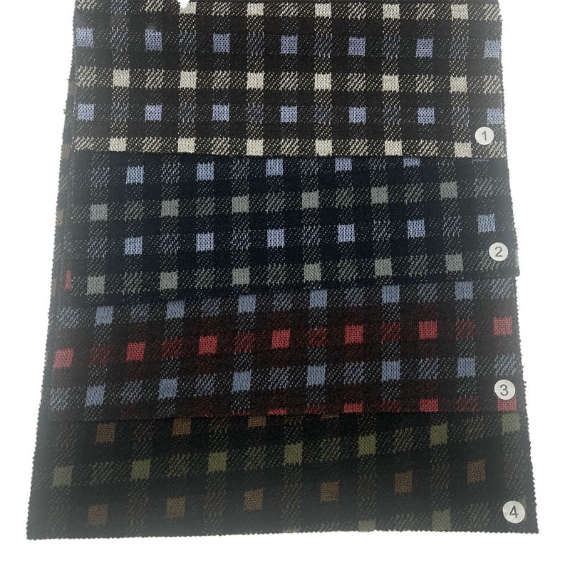 Check Twill Polyester Knit Jacquard Fabrics For Coats 240239