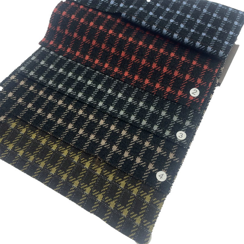 100 Polyester Plaid Knit Sportswear Fabric For Jackets Clothing in Autumn 24035