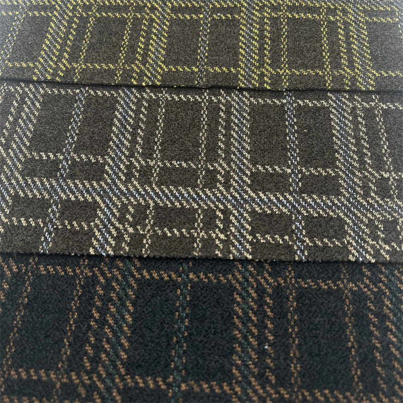 Fine Texture Classical Pattern Plaid 100 Polyester Knit Jacquard Fabrics For Pants 24037