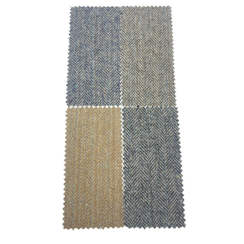 Italian Brown Blue Striped Wool Tweed Fabrics For Suiting 3534