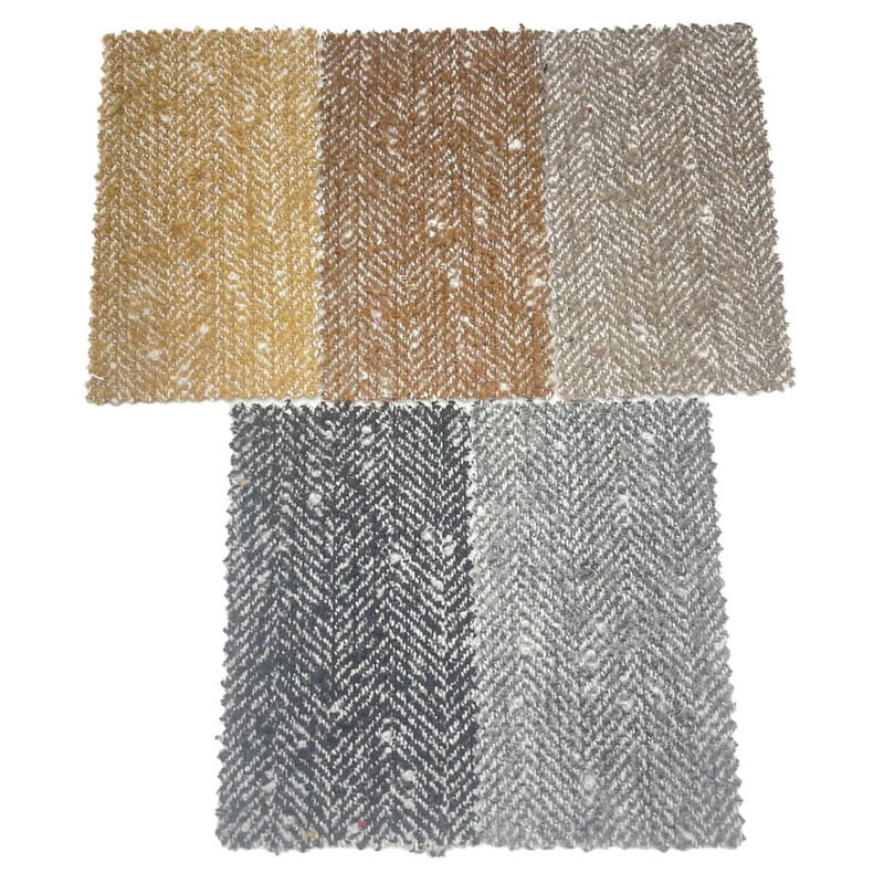 Bubble Herringbone Grey White Wool Thick Tweed Fabrics For Clothes in Winter 3906