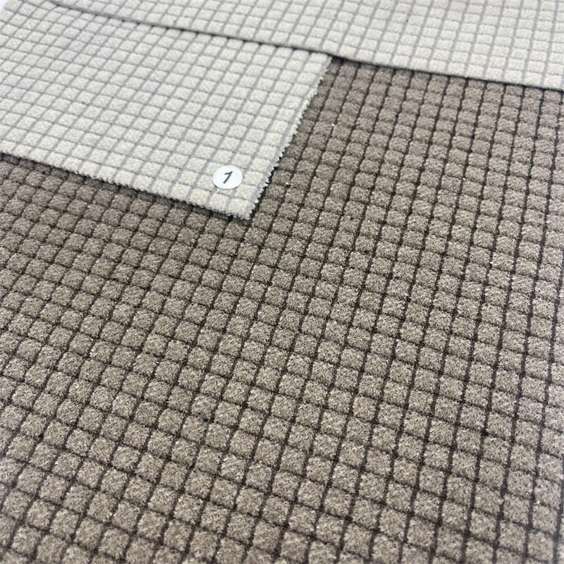 3D Touching Brush Embossed Check Jacquard Knit Fabrics For Upholstery C24016