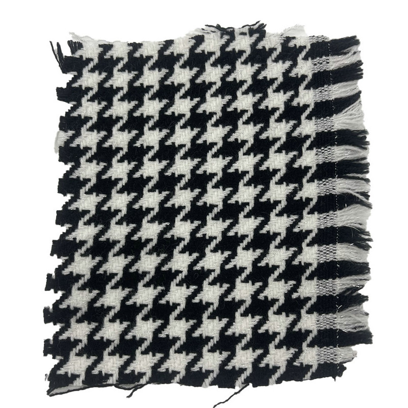Black White Acrylic Metallic Houndstooth Jacquard Tweed Fabrics For Upholstery