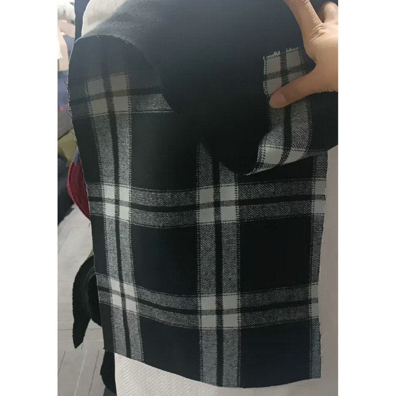 Fashion Black White Plaid Two Different Sides Wool Fabrics For Overcoats ZZH24021