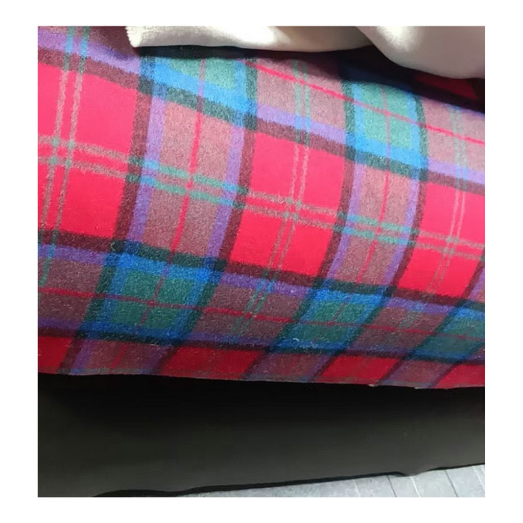 Fashion Pink Blue Contrast Colors Plaid Wool Nylon Fabrics For Clothes ZZH25002
