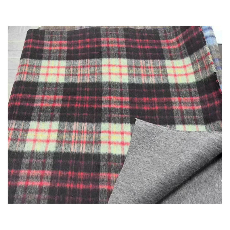 Heavyweight Thick Pink Brown White Plaid Wool Woven Fabrics For Winter Overcoats ZZH25004